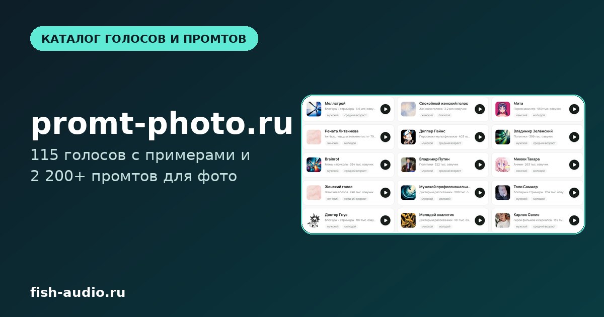 promt-photo.ru: как выбрать голос для озвучки и картинку к нему